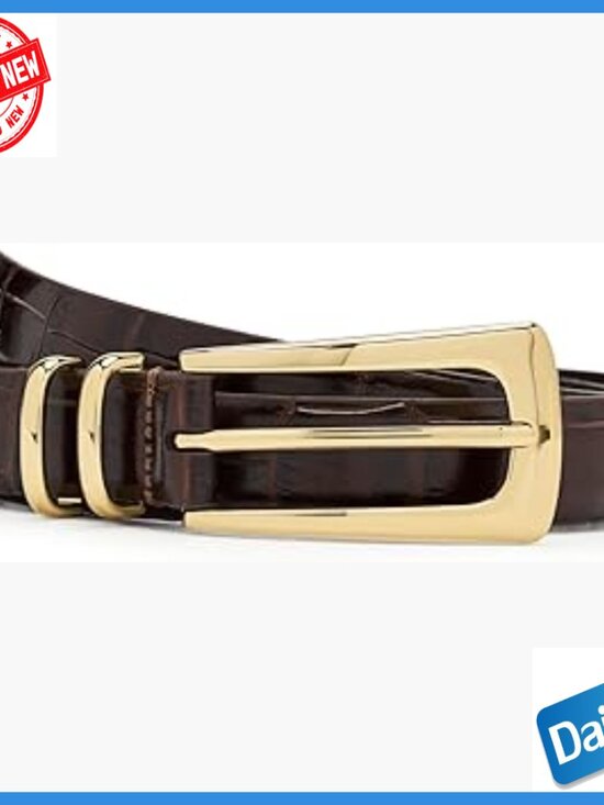 XXL Leather Elongated Buckle Belt, Croc Embossed Women\'s Accessory